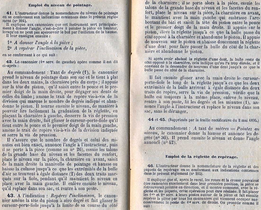 Le niveau de pointage d'artillerie pour le canon de 75 et autres canon  1896-211