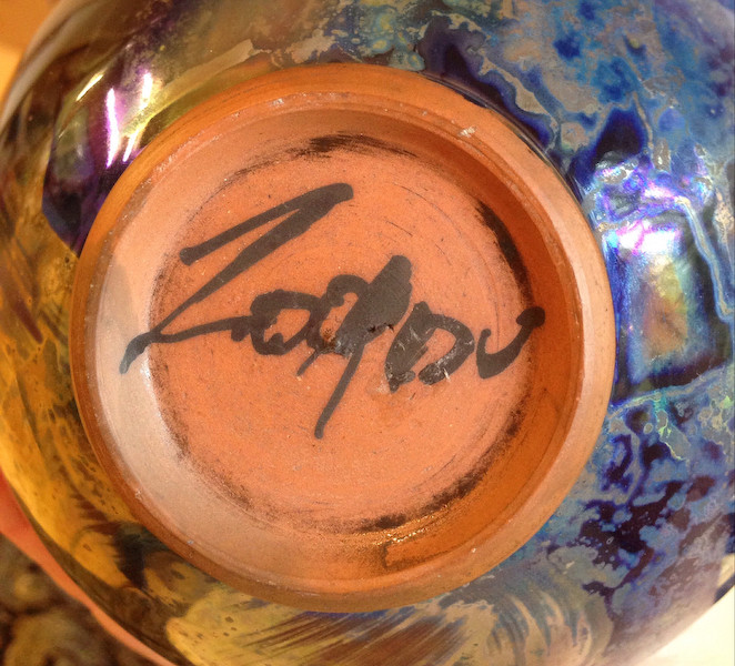 Studio lustre vase, signed - Continental? Lustre12