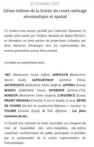 12ème Soirée du court-métrage aéronautique et spatial le 13 octobre à l'Aéro Club de France à Paris Aero_c11