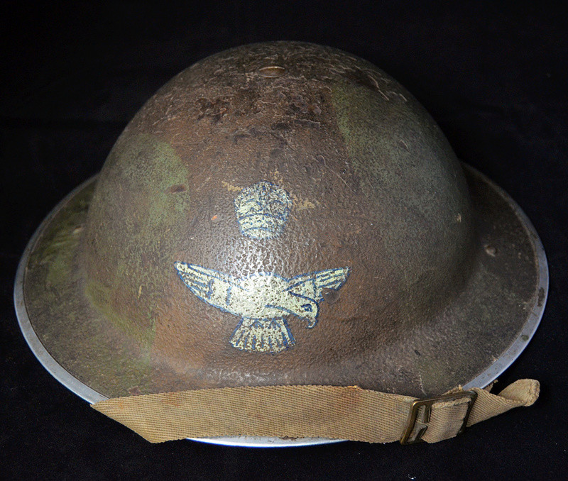 British RAF camo helmet with insignia and Canadian liner Raf110