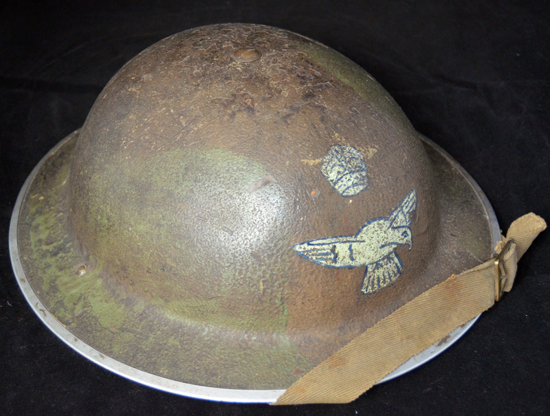 British RAF camo helmet with insignia and Canadian liner Raf210