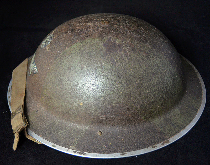 British RAF camo helmet with insignia and Canadian liner Raf510