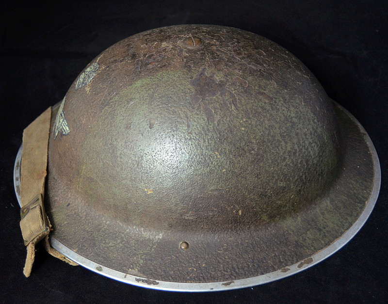 British RAF camo helmet with insignia and Canadian liner Raf510