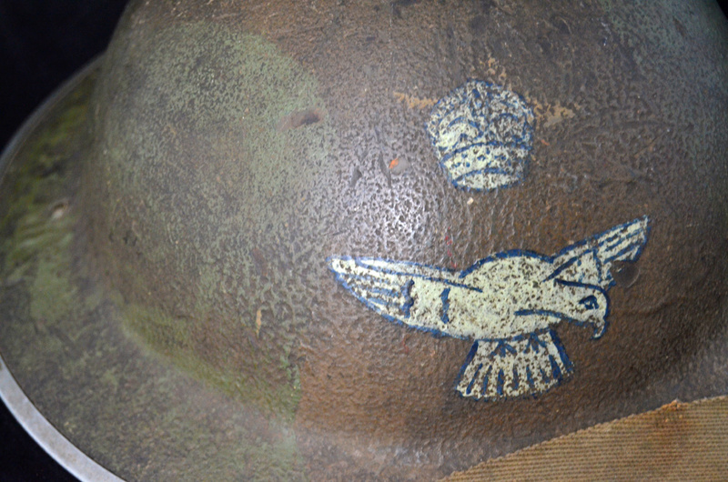 British RAF camo helmet with insignia and Canadian liner Raf810