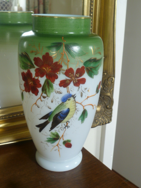 Opaline Enamel Painted 10 Inch Vase P1250610