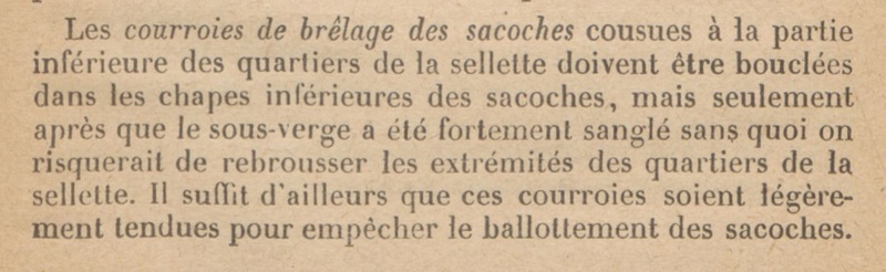 La selle d'artillerie modèle 1861. Sacoches et bissac. Harnachements d'attelage Courro10