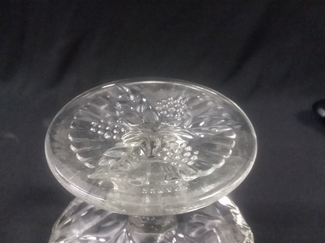 Glass sherbet Marked France Embossed Grape or Flower Help Id Clear Glass 3-201710