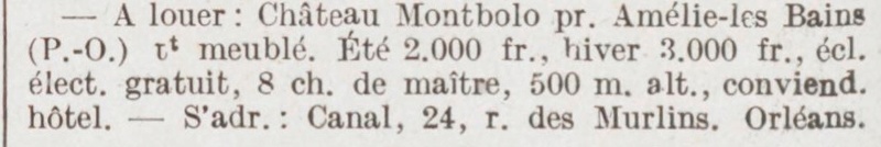 Domaine ou Château de Montbolo  Pyrénées Orientales  (après 1896) - Page 3 Locati10
