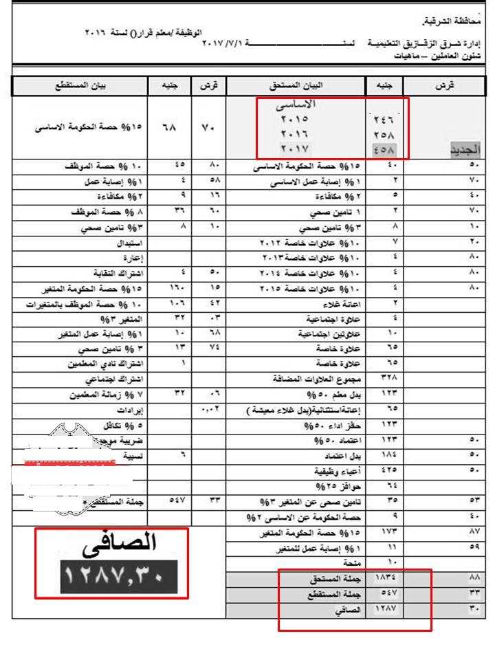 بالمستندات.. مفردات معلم لشهر يوليو 2017 بعد إضافة العلاوات الجديدة 013