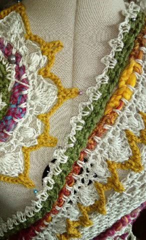 LAINE - FREE FORM CROCHET : Robe au Crochet Laine Lin Création A Lin_1110