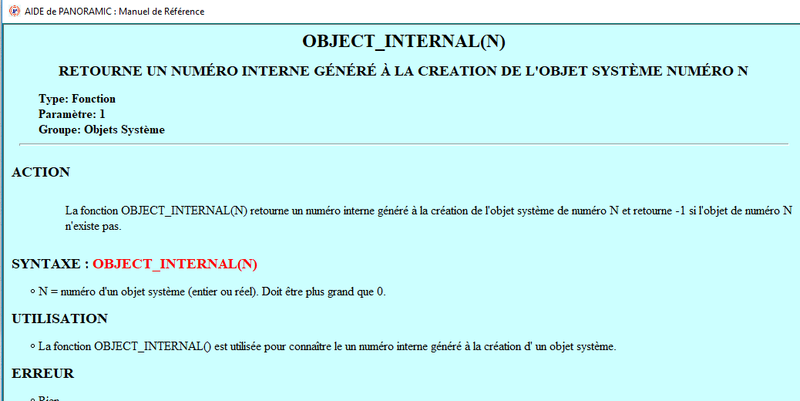 Généralisation de a fonction OBJECT_INTERNAL Aa113