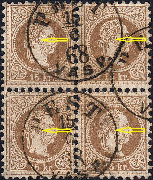 stempel - Freimarken-Ausgabe 1867 : Kopfbildnis Kaiser Franz Joseph I - Seite 18 15_kr_10