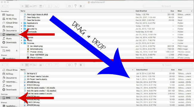Importer plusieurs fichiers dans la bibliothèque Silhouette avec MAC Drag_d10