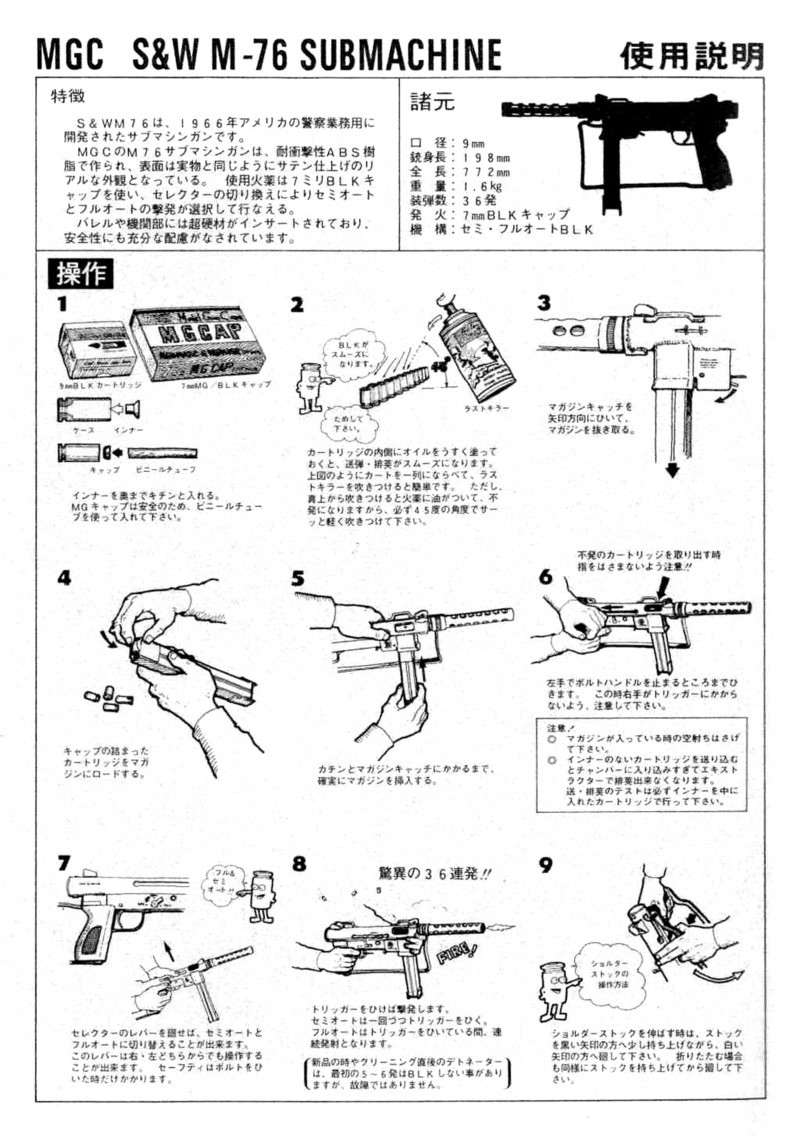 MGC S&W M76 Instruction Manual Mgc-m710