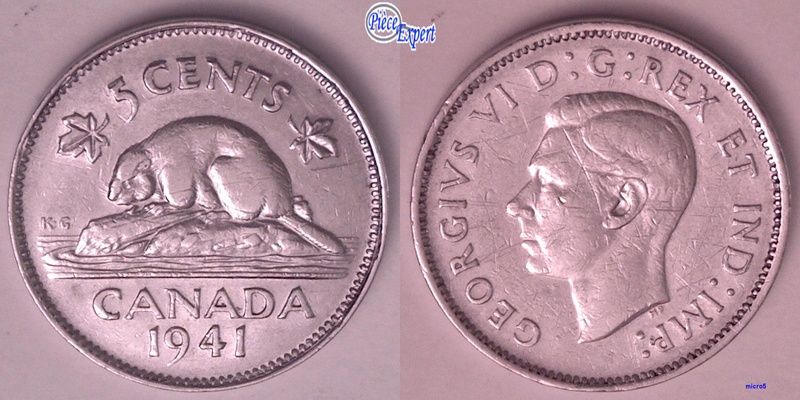 1941 - Coin Entrechoqué Doublé au Revers (Rev.Db. Die Clash) 5_cent14