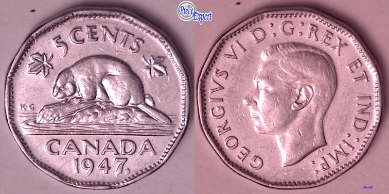 1947 - ML Coin Détérioré sur 5 CENTS (Die Deterioration)  5_cent16