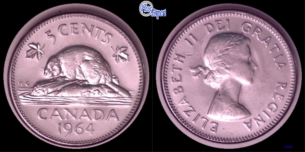 1964 - Coin Obturé sur le N & A de caNAda (Faded N & A) 5_cent34