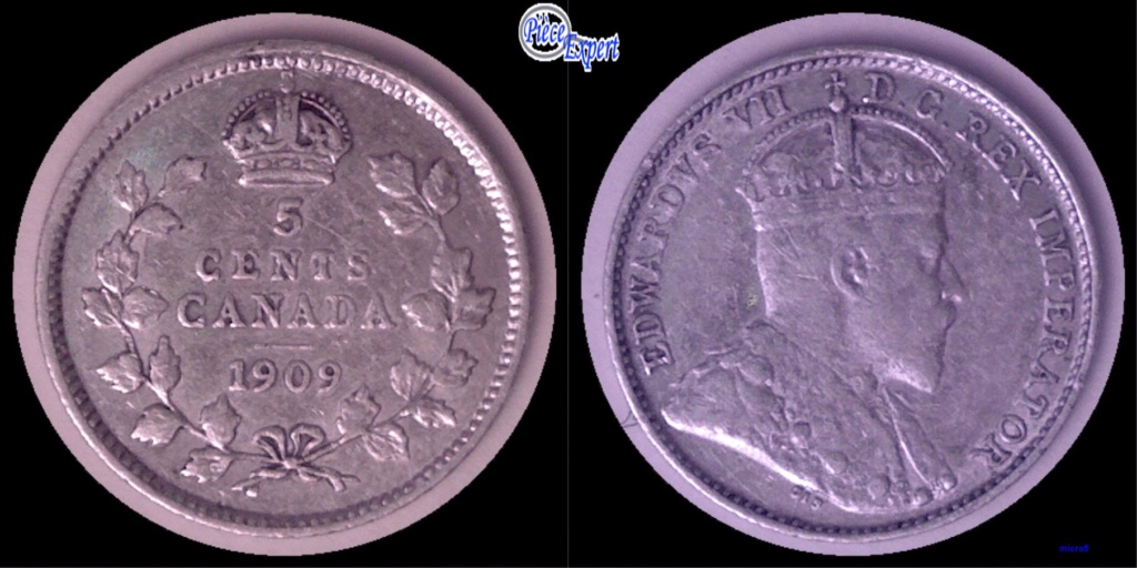 1909 - Coins Fendillé Avers Feuilles Rondes (Obv. Die Crack) 5_cent40