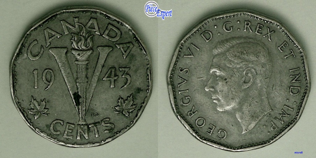1943 - Coin Fendillé GEOR + D:IMP de George VI 5_cent63