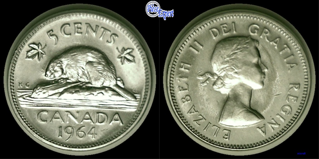 1964 - Coin décalé Revers, Dommage au coin Avers 5_cent76
