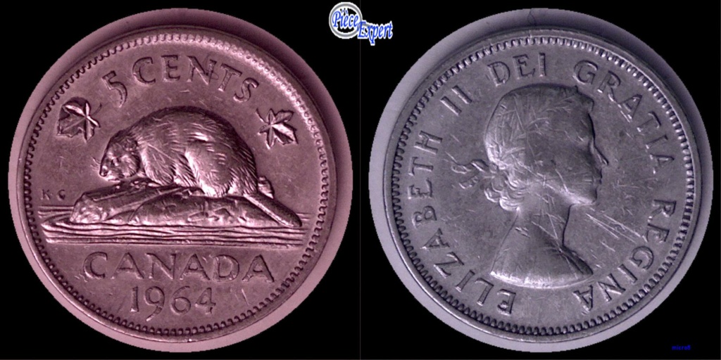 1964 - Éclat de Coin dans C de CENTS (Die Chip on C) 5_cent80