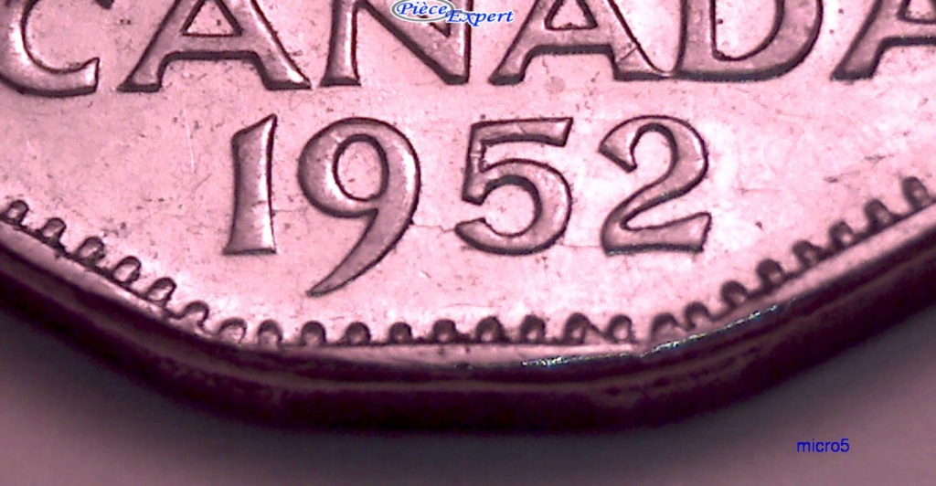 1952 - Coin détérioré 5nt+Eclat feuille droite+Coin fendillé Date Cpe_1121