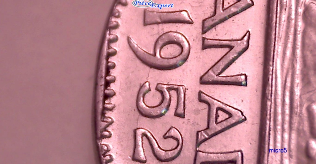 1952 - Coin détérioré 5nt+Eclat feuille droite+Coin fendillé Date Cpe_1122