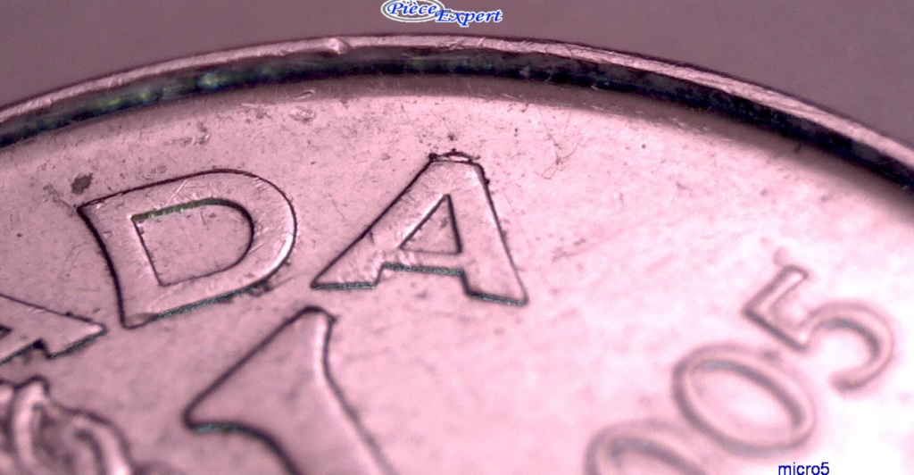 2005P - V, Éclat de Coin "A" canadA (Die Chip) Cpe_i324