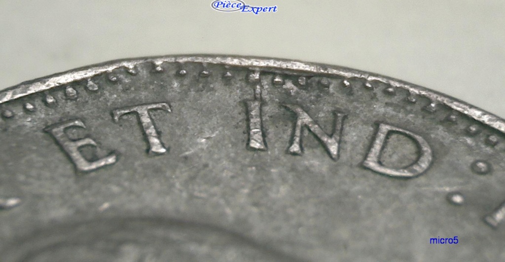 1943 - Coin Fendillé (2) sous le buste au listel et I de IND Cpe_i507