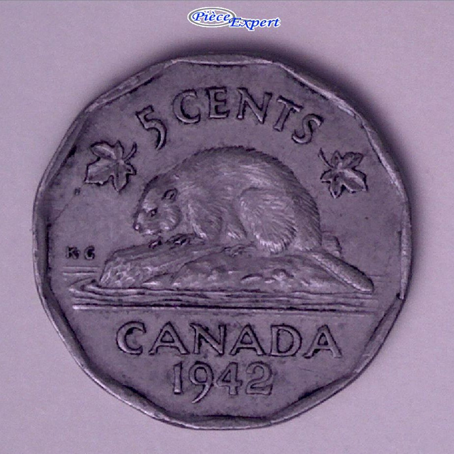 1942 - T Coin Fendillé Feuille Gauche au Listel & Défaut de Flan Avers Image496