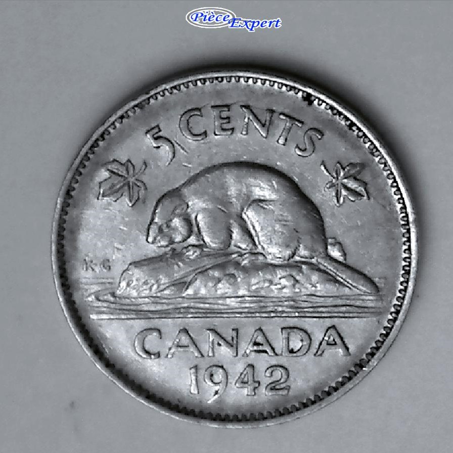 1942 - Coin Fendillé 5 CENTS (Rev. Die Crack) Image616