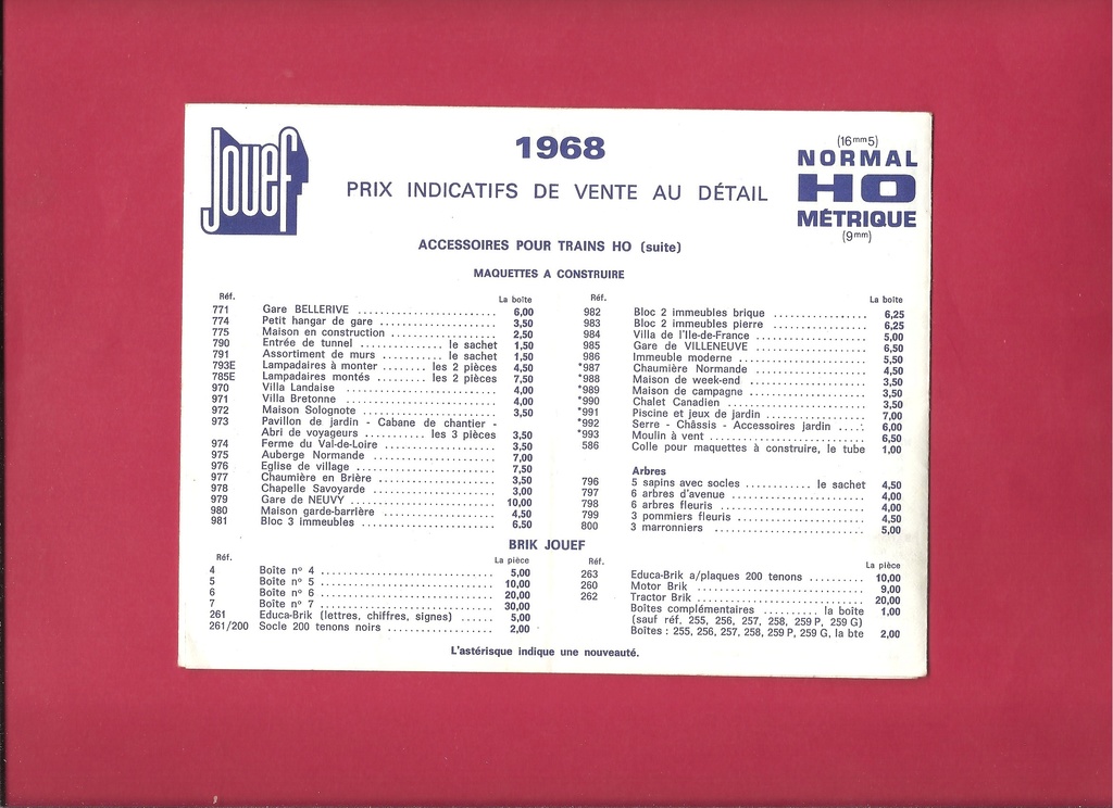 [JOUEF 1968] Catalogue + tarif vente au détail 1968 Jouef_68