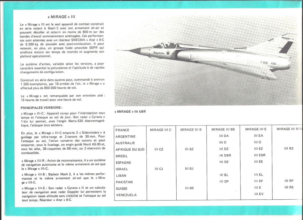 Plaquette de présentation DASSAULT MIRAGE III/5 Plaque20