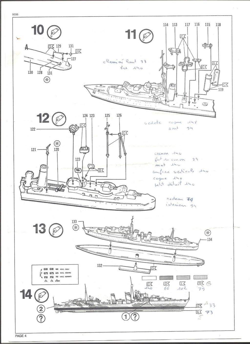 [REVELL] Porte-avions HMS ARK ROYAL & destroyer classe TRIBAL 1/720 Réf 5038 Notice Revell88