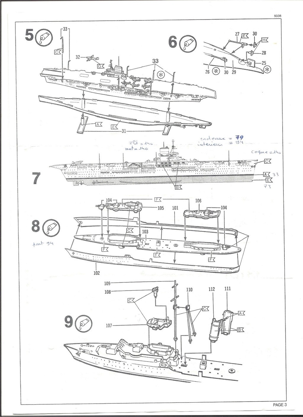 [REVELL] Porte-avions HMS ARK ROYAL & destroyer classe TRIBAL 1/720 Réf 5038 Notice Revell89