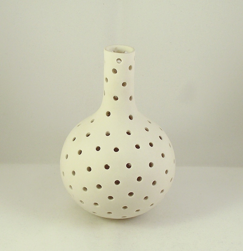Oriental Inspired Porcelain Vase Pierced - possibly Anna Whitehouse  Dscf5410