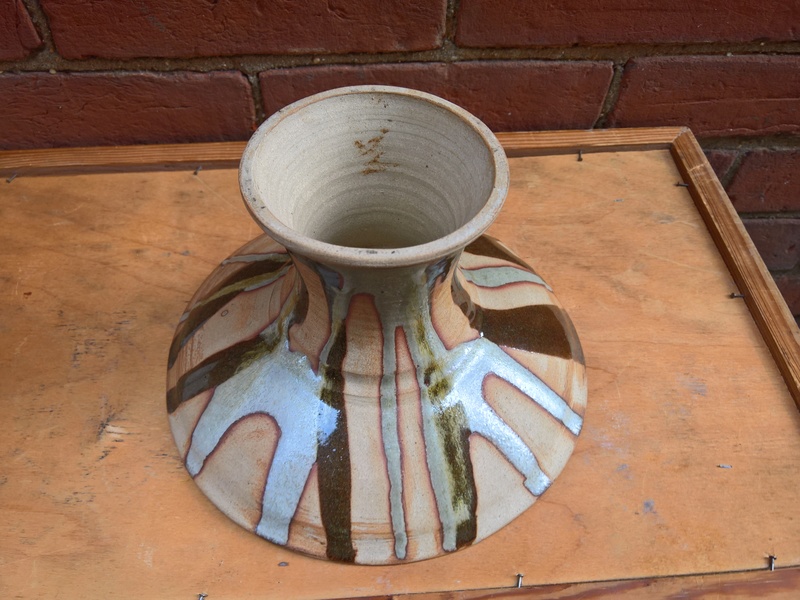 studio pottery pedestal dish impressed mark AK Wp_20112