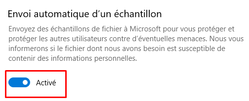 Windows Defender : ne plus envoyer la collecte d'informations Windows 10  Window17