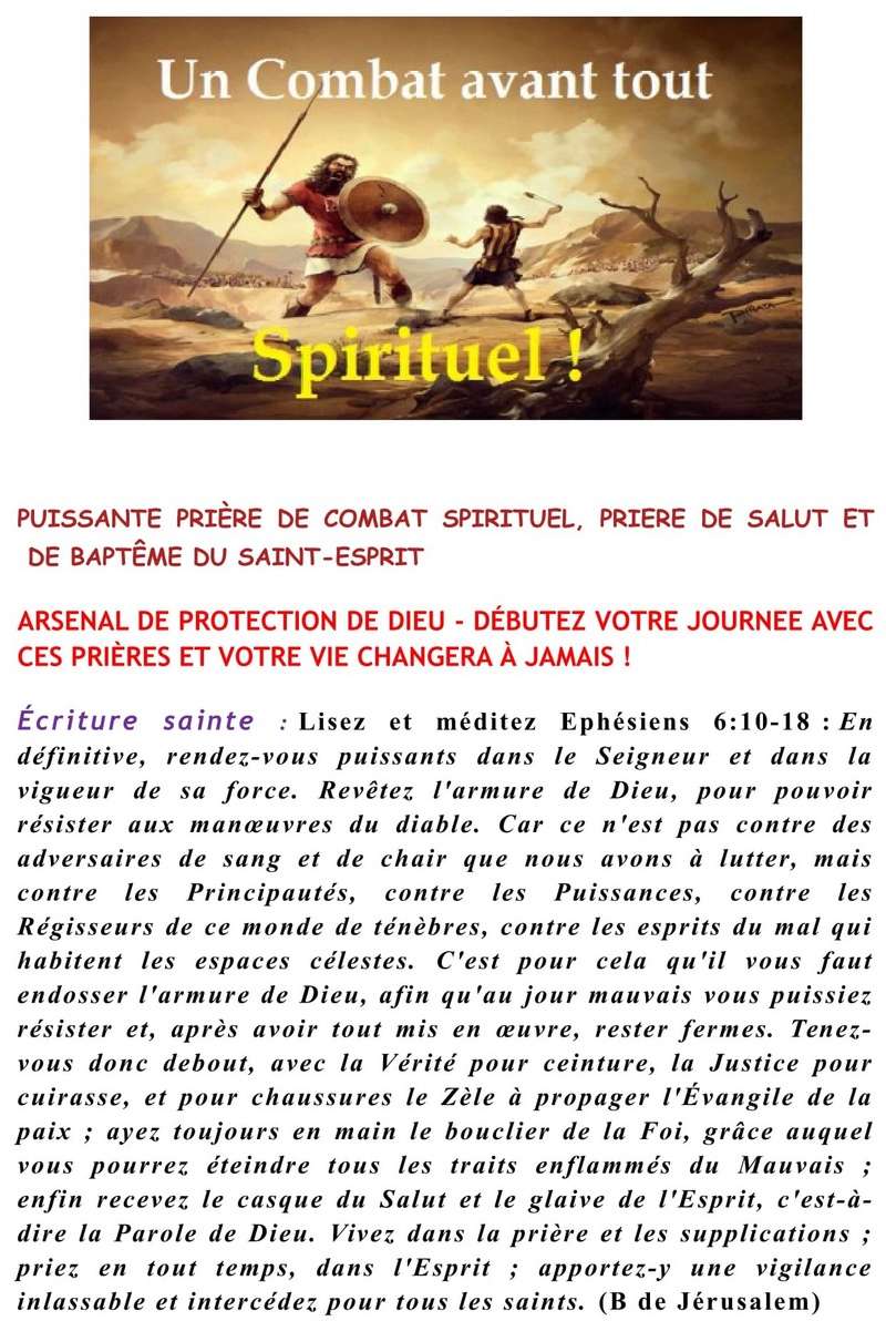 PUISSANTE PRIÈRE DE COMBAT SPIRITUEL - ARSENAL DE PROTECTION DE DIEU Puissa10