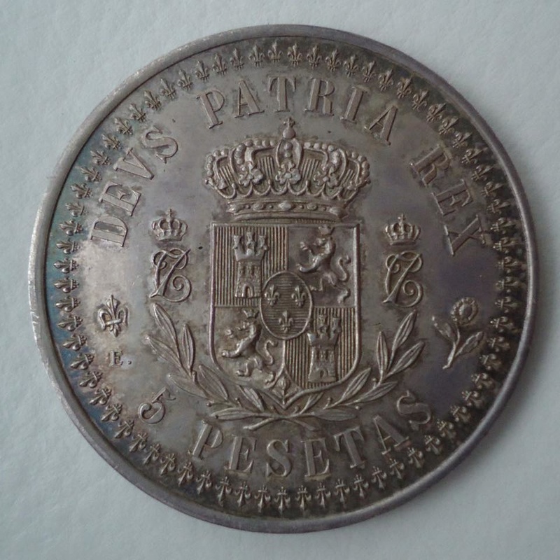 5 pesetas Carlos VII Bruselas 1885. Ex-colección Hispanic Society. 21430410