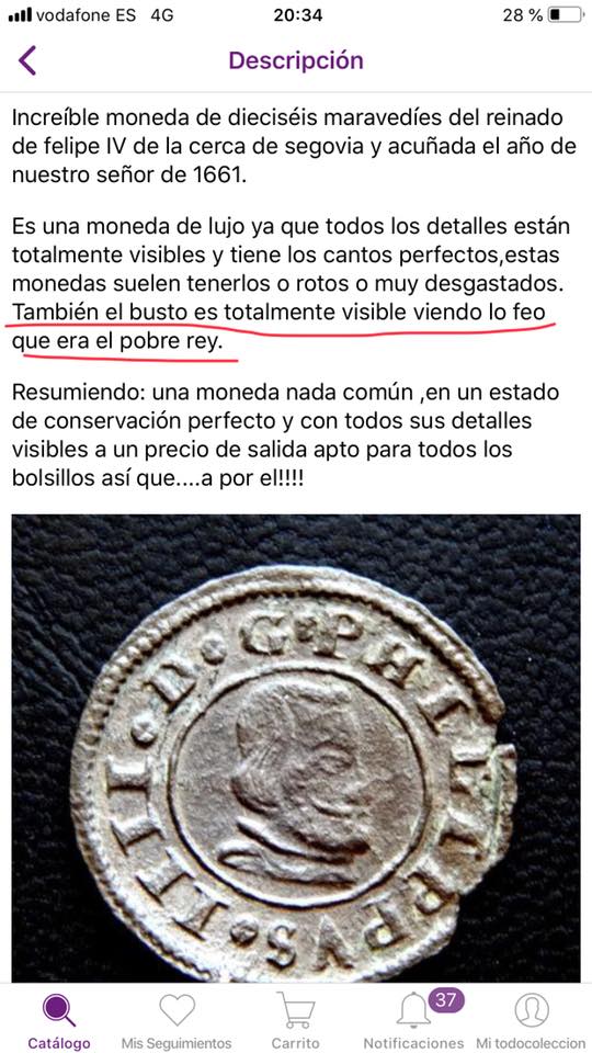 Felipe iv,16 maravedíes, segovia 1661 todos detalles bien visibles!moneda perfecta.lujo! 35391010