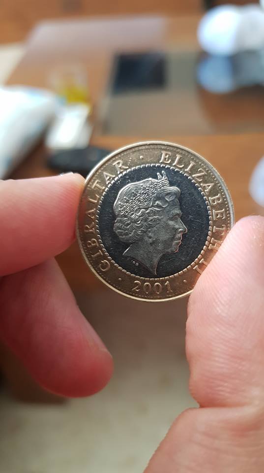 2 Libras Gibraltareñas. Britania/Bicentenario de la Union Jack. Royal Mint (Llantrisant/Reino Unido). 2001. 37880210