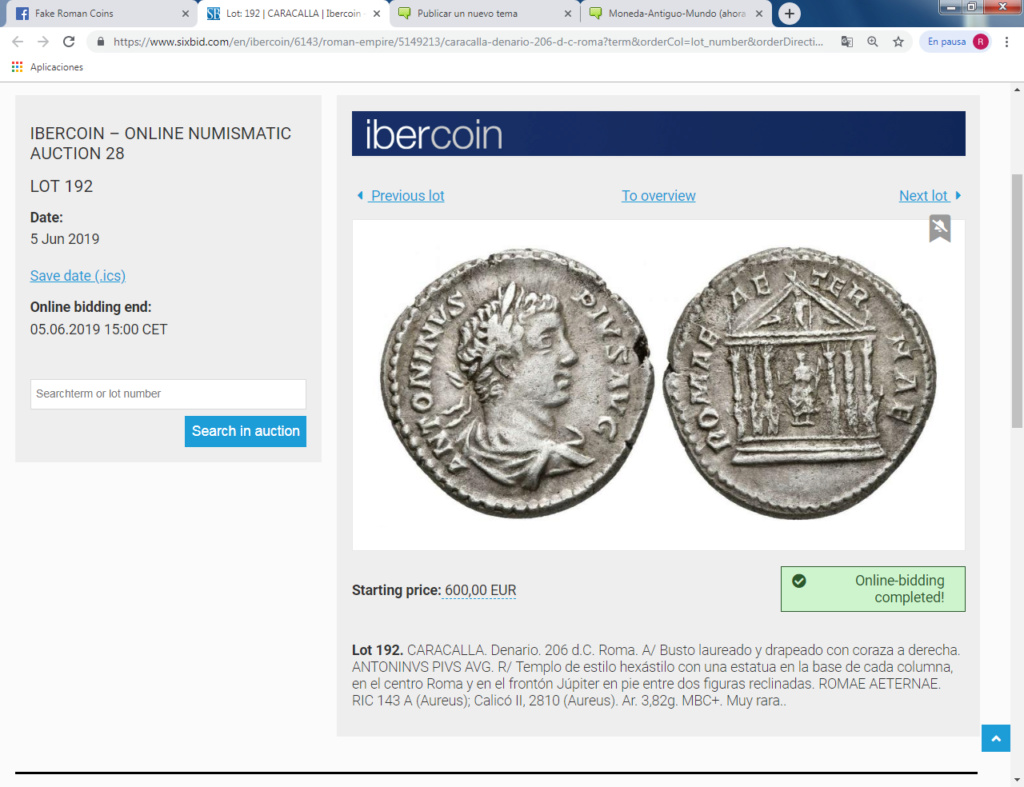 Ibercoin 5/6/19 y un denario de Caracalla Adam11