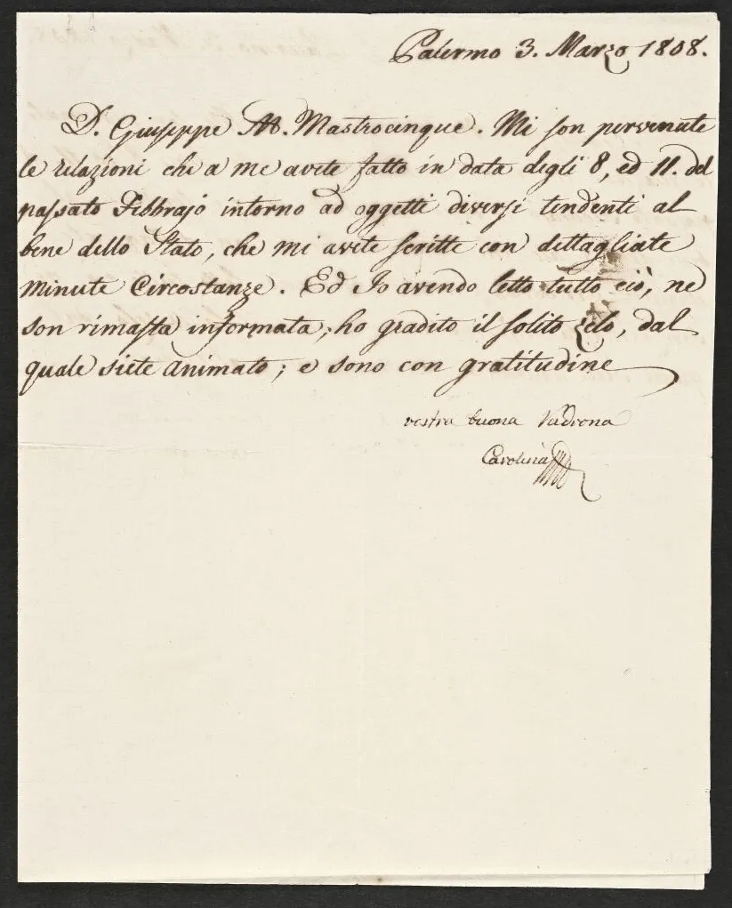 Ecrits de Marie Caroline, reine de Naples, soeur de Marie Antoinette Tzolzo20