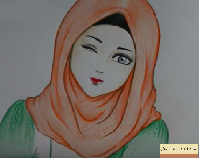 طريقة رسم فتاة انمي بالحجاب - كيفية رسم فتاة انمي- drawing girl with hijab Untitl10