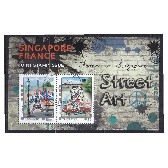 TEMATICA Arte en los muros ... Street Art .... un mundo filatelico y no filatelico Singap10