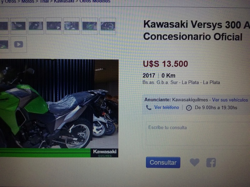 Aca comen caca o que? - Precio Kawasaki Versys 300 20170911