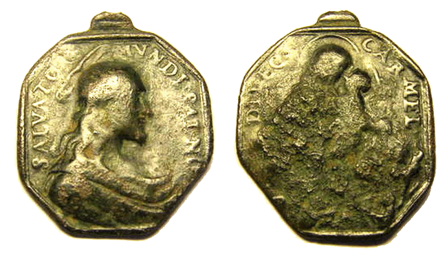 Medalla Salvator Mundi, Virgen del Carmelo, siglo XVII. Pep110