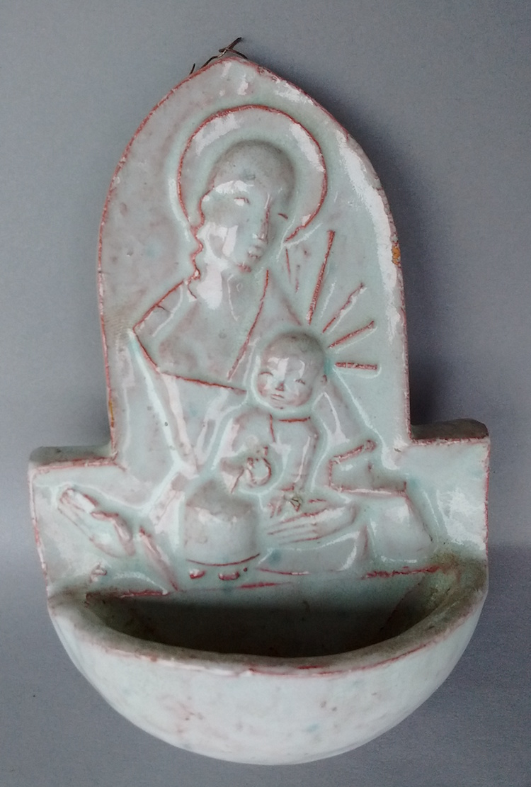 Art Deco Glazed Terracotta Holy Water Font- Amateur or known artist? Img_2022