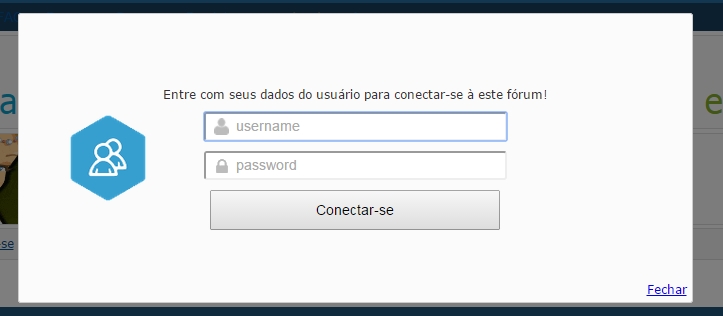 Caixa de login ao clicar na barra de ferramentas Result10